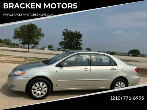 2003 Toyota Corolla for sale at BRACKEN MOTORS in San Antonio TX