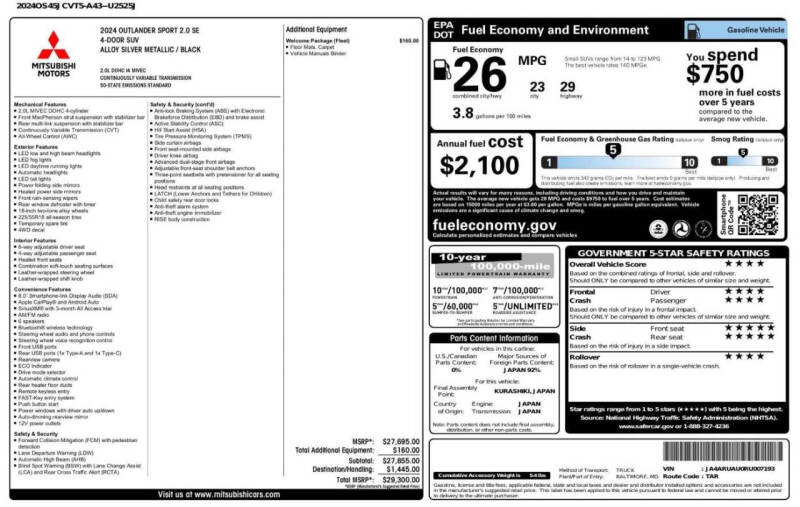 2024 Mitsubishi Outlander Sport SE