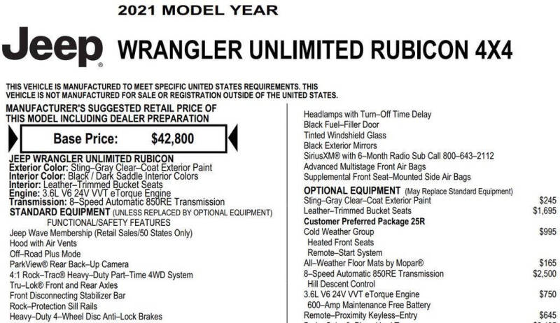 2021 Jeep Wrangler Unlimited Rubicon