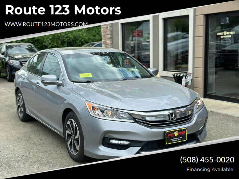 2016 Honda Accord for sale at Route 123 Motors in Norton MA