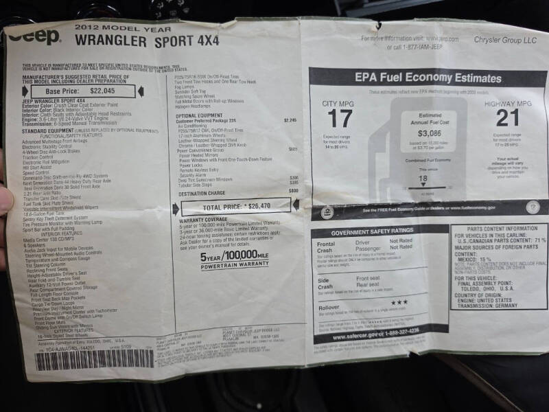 2012 Jeep Wrangler Sport