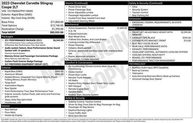2023 Chevrolet Corvette Stingray