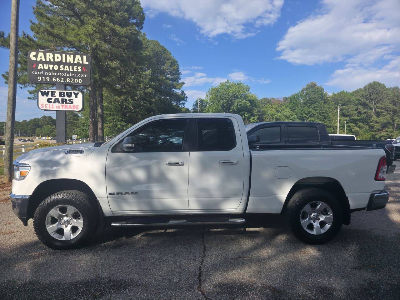 White 2019 Ram 1500 Big Horn 4x4 Big Horn 4dr Quad Cab 6.4 ft. SB Pickup 1