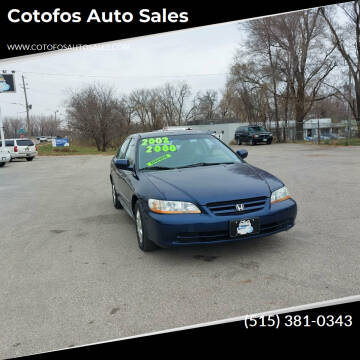 2002 Honda Accord for sale at Cotofos Auto Sales in Des Moines IA