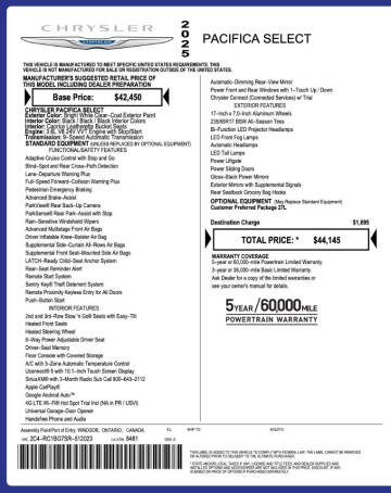 2025 Chrysler Pacifica Select