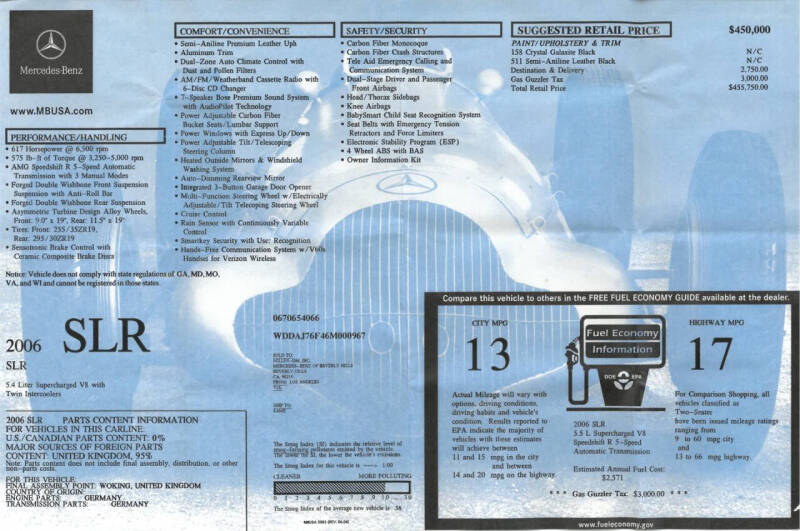 2006 Mercedes-Benz SLR SLR McLaren