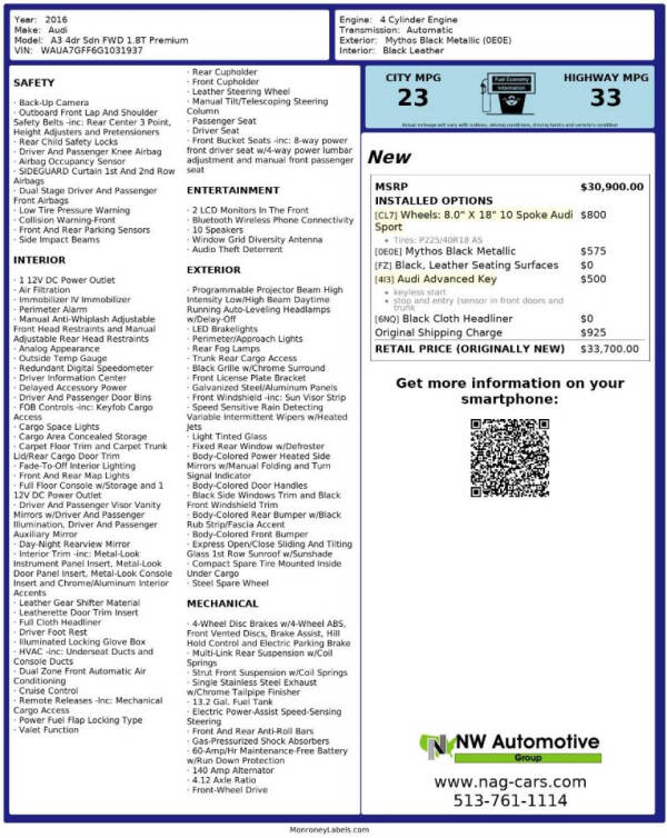 2016 Audi A3 1.8T Premium