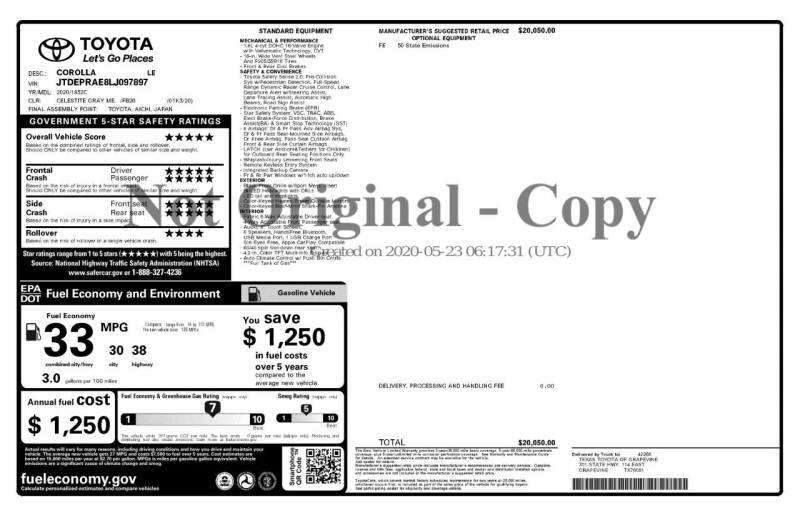 2020 Toyota Corolla LE