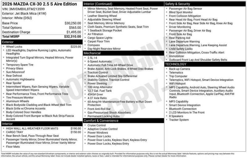 2026 Mazda CX-30 2.5 S Aire Edition