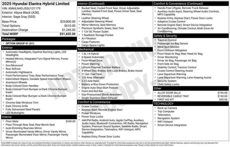 2025 Hyundai Elantra Hybrid Limited