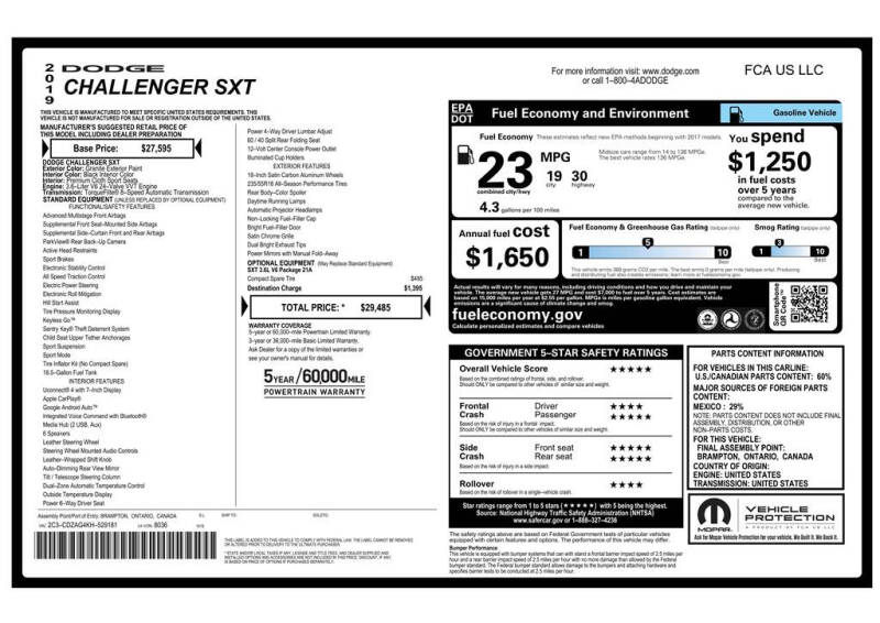 2019 Dodge Challenger SXT