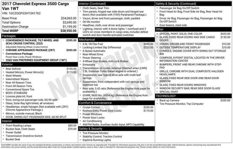 2017 Chevrolet Express 3500