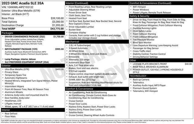 2023 GMC Acadia SLE