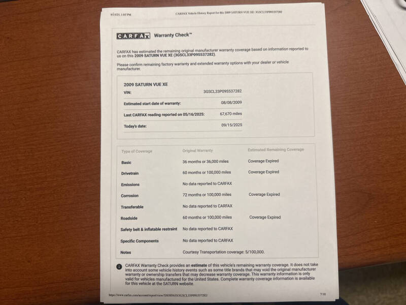2009 Saturn Vue XE