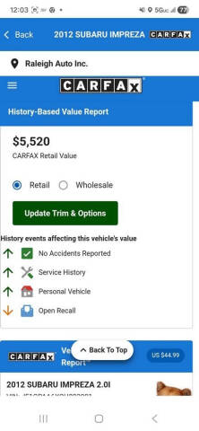 2012 Subaru Impreza 2.0i