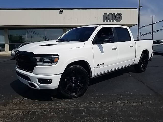 Used 2021 RAM Ram 1500 Pickup Laramie with VIN 1C6SRFJT5MN587113 for sale in Bellefontaine, OH