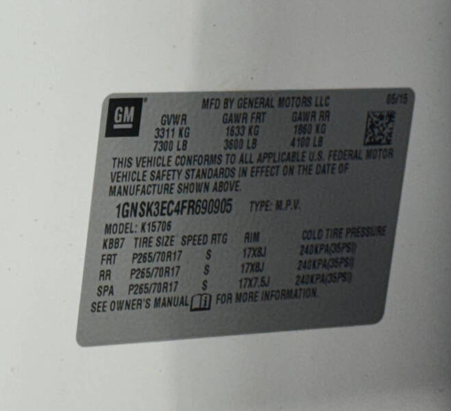 2015 Chevrolet Tahoe Special Service