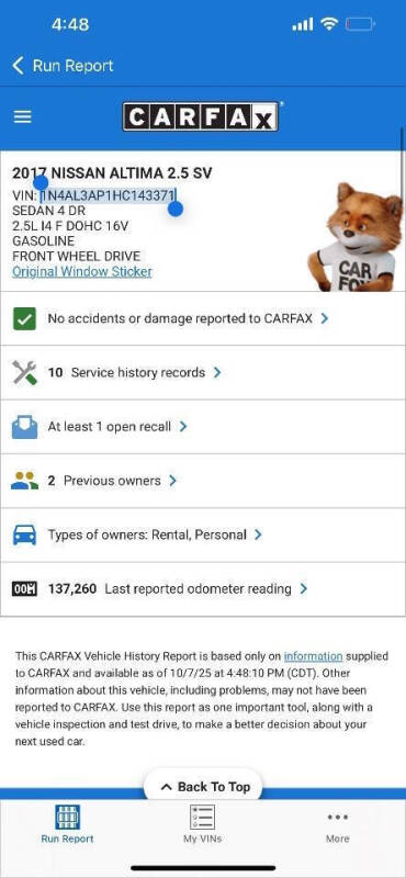 2017 Nissan Altima 2.5 SR