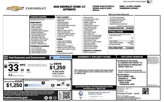 2020 Chevrolet Spark 1LT CVT