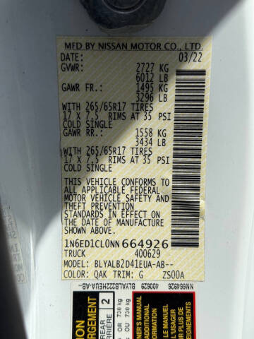 2022 Nissan Frontier SV