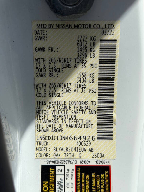 2022 Nissan Frontier SV