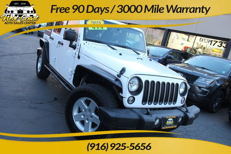 2016 Jeep Wrangler Unlimited for sale at West Coast Auto Sales Center in Sacramento CA