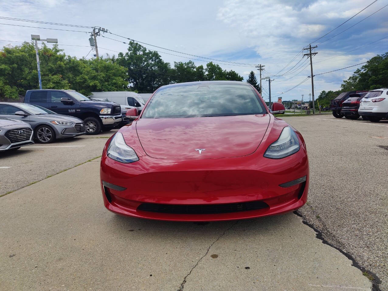Red 2019 Tesla Model 3 Long Range AWD Long Range 4dr Fastback 2