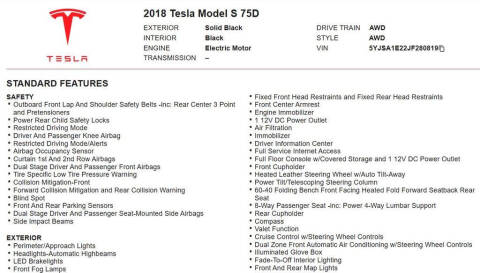 2018 Tesla Model S 75D