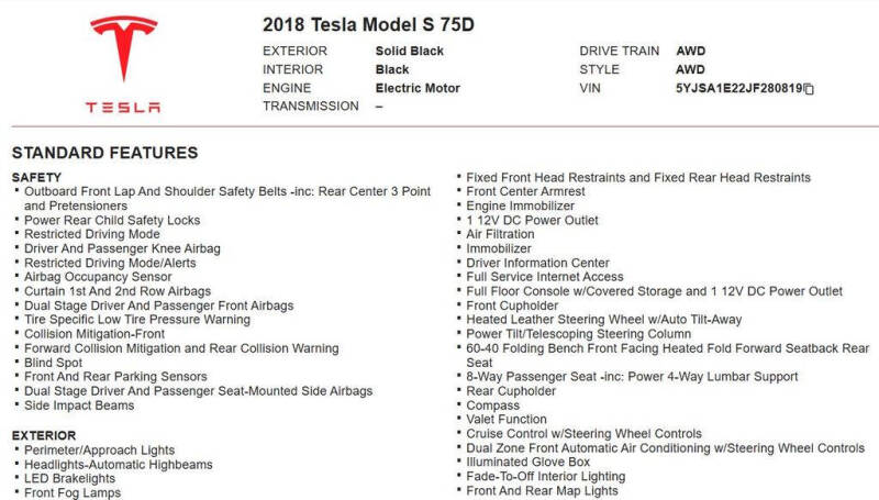 2018 Tesla Model S 75D