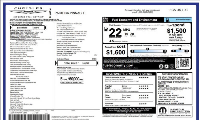 2022 Chrysler Pacifica Pinnacle