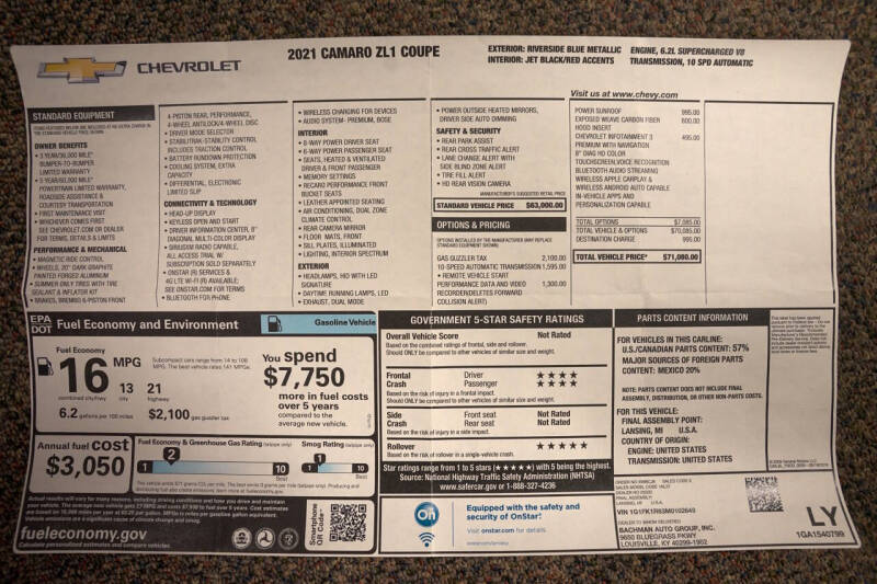 2021 Chevrolet Camaro ZL1