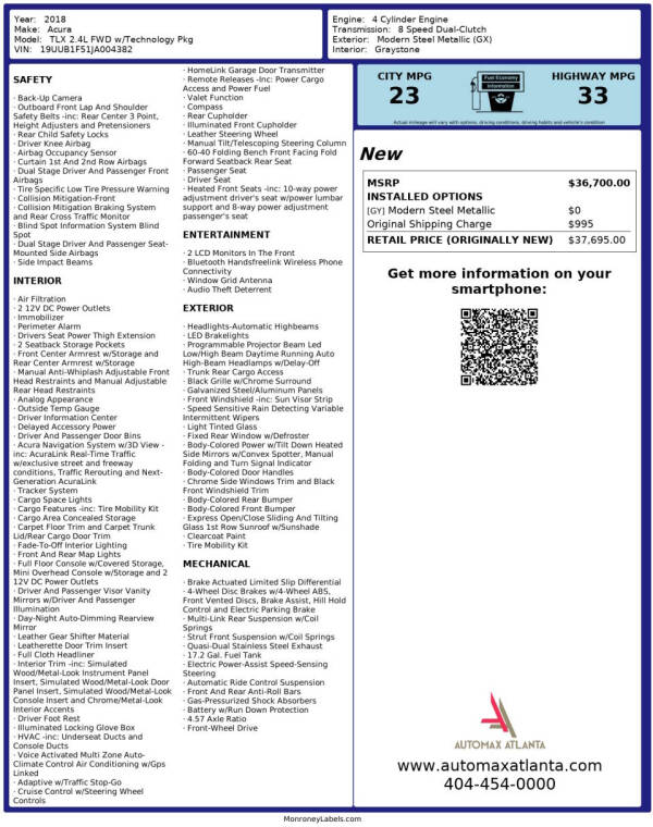 2018 Acura TLX w/Tech