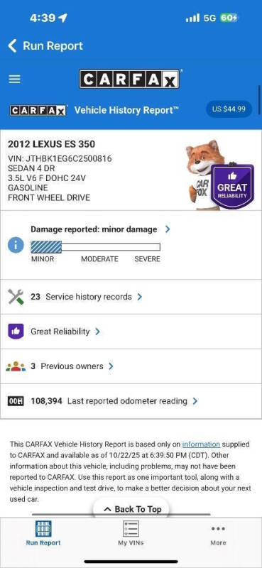 2012 Lexus ES 350