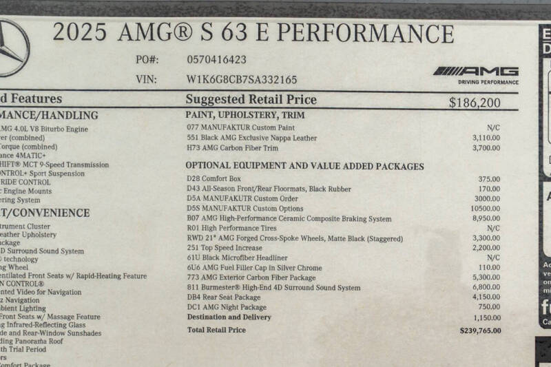 2025 Mercedes-Benz S-Class AMG S 63 E Performance