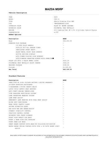 2025 Mazda CX-50 Hybrid Premium Plus
