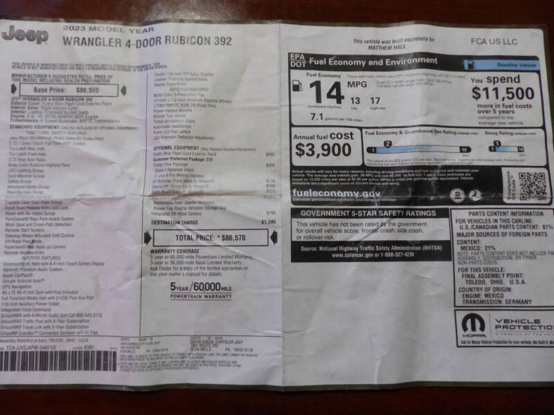 2023 Jeep Wrangler Rubicon 392 20th Anniversary