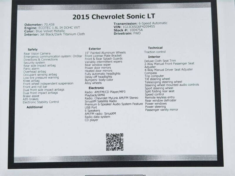 2015 Chevrolet Sonic LT Auto