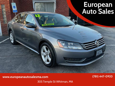 2012 Volkswagen Passat for sale at European Auto Sales in Whitman MA