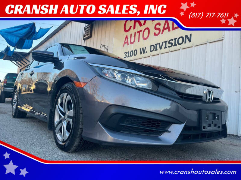 2018 Honda Civic for sale at CRANSH AUTO SALES, INC in Arlington TX