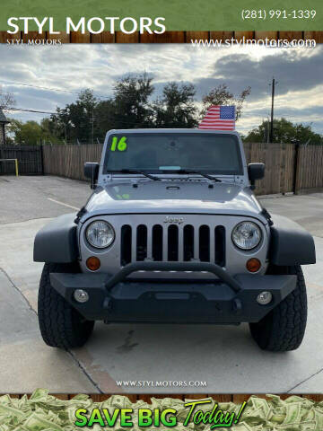 2016 Jeep Wrangler Unlimited for sale at STYL MOTORS in Pasadena TX