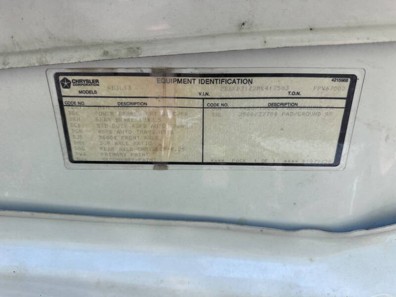 1991 Dodge Ram Van B350
