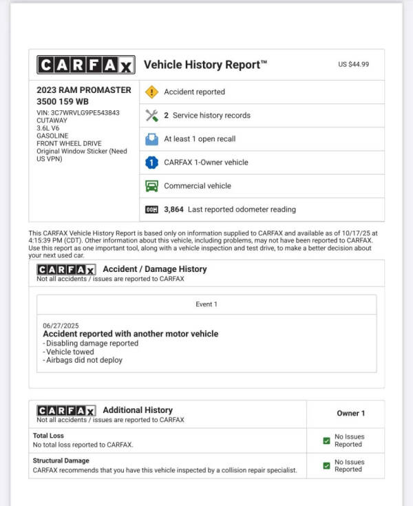 2023 RAM ProMaster 3500 159 WB