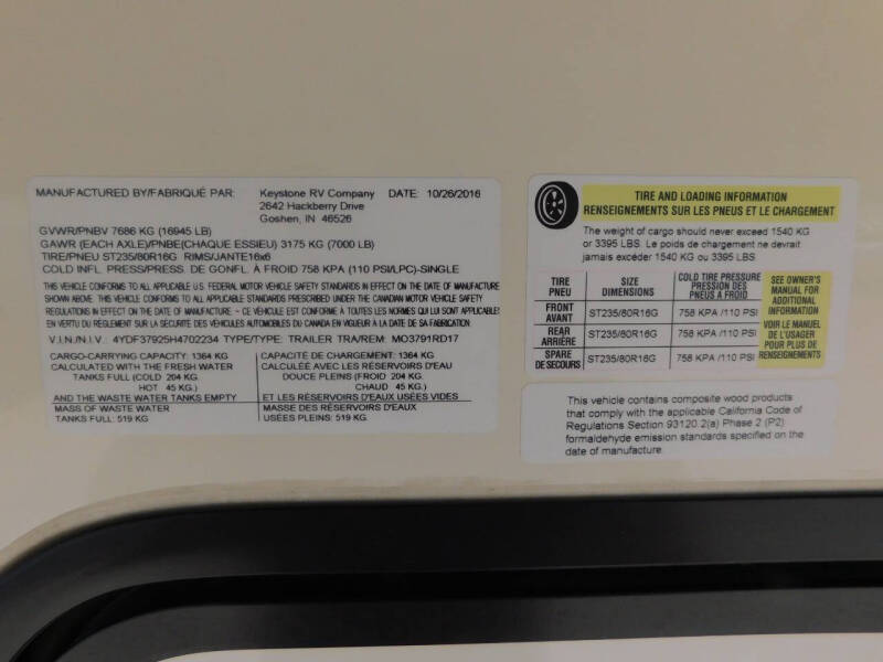 2017 Keystone RV MONTANA 3791RD