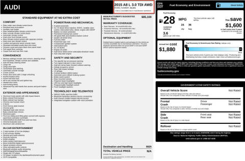2015 Audi A8 L 3.0 quattro TDI