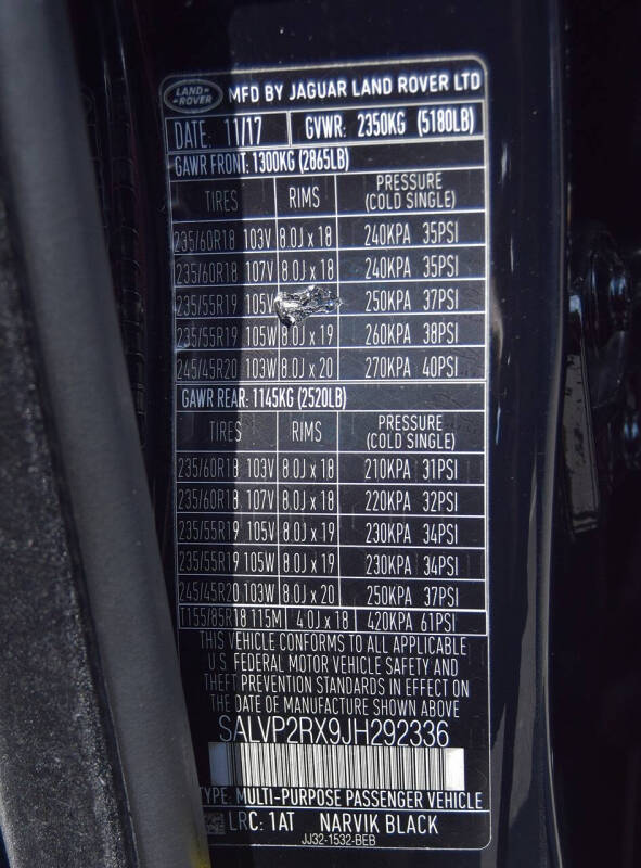 2018 Land Rover Range Rover Evoque SE