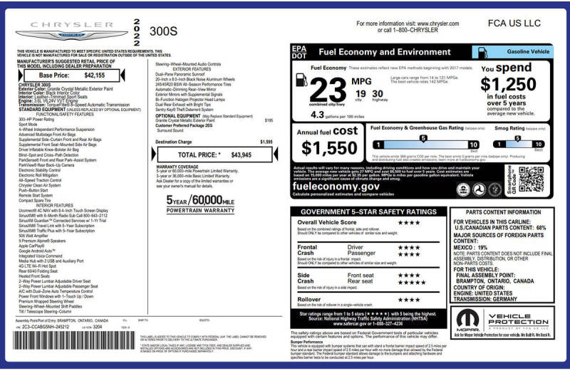 2022 Chrysler 300 S V6