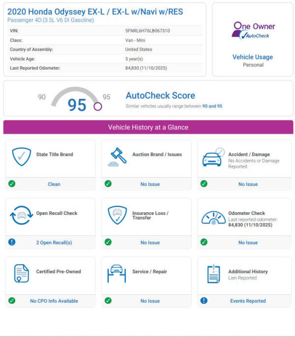 2020 Honda Odyssey EX-L