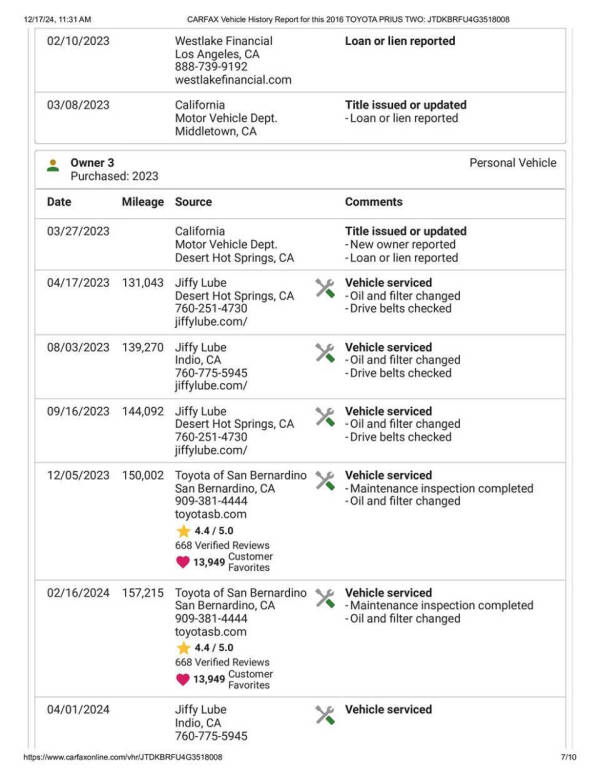 2016 Toyota Prius Two