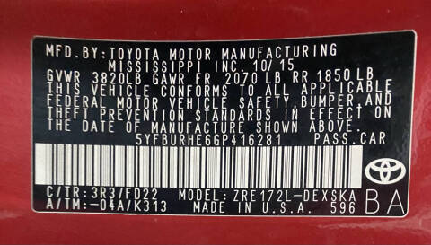 2016 Toyota Corolla S