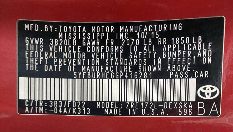 2016 Toyota Corolla S